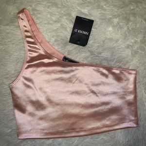 New satin one shoulder crop top